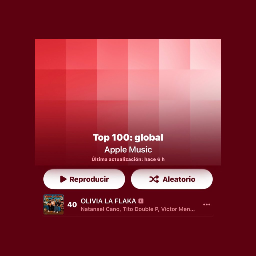 TitoDoublePData's tweet photo. “OLIVIA LA FLAKA” debuta en el Top 100 Global de Apple Music, en la posición #40. 🌏

— Es su canción #21 en debutar en dicho chart y su 9no MAYOR peak. https://t.co/gOz2H9JLW6
