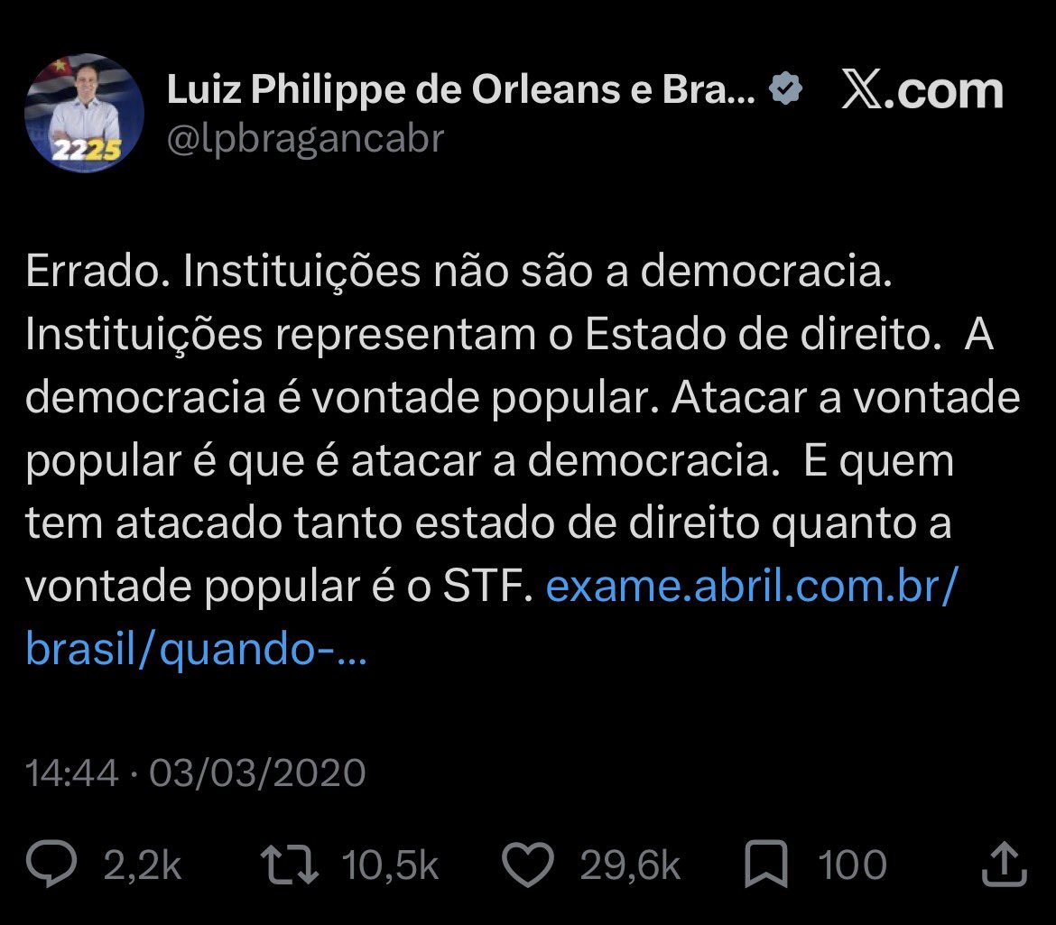 EdRaposo_'s tweet photo. Prezado petista que anda por aí chorando, revoltado porque perdeu o ‘direito’ de mentir, leia o print abaixo. 

Por causa desta exata postagem, de março de 2020, o Deputado Federal @lpbragancabr foi incluído no inquérito das fake news. 

Enquanto só agora vocês são obrigados a excluir mentiras, nós somos, há pelo menos 7 anos, incessantemente censurados por falar a verdade. Jamais compare.