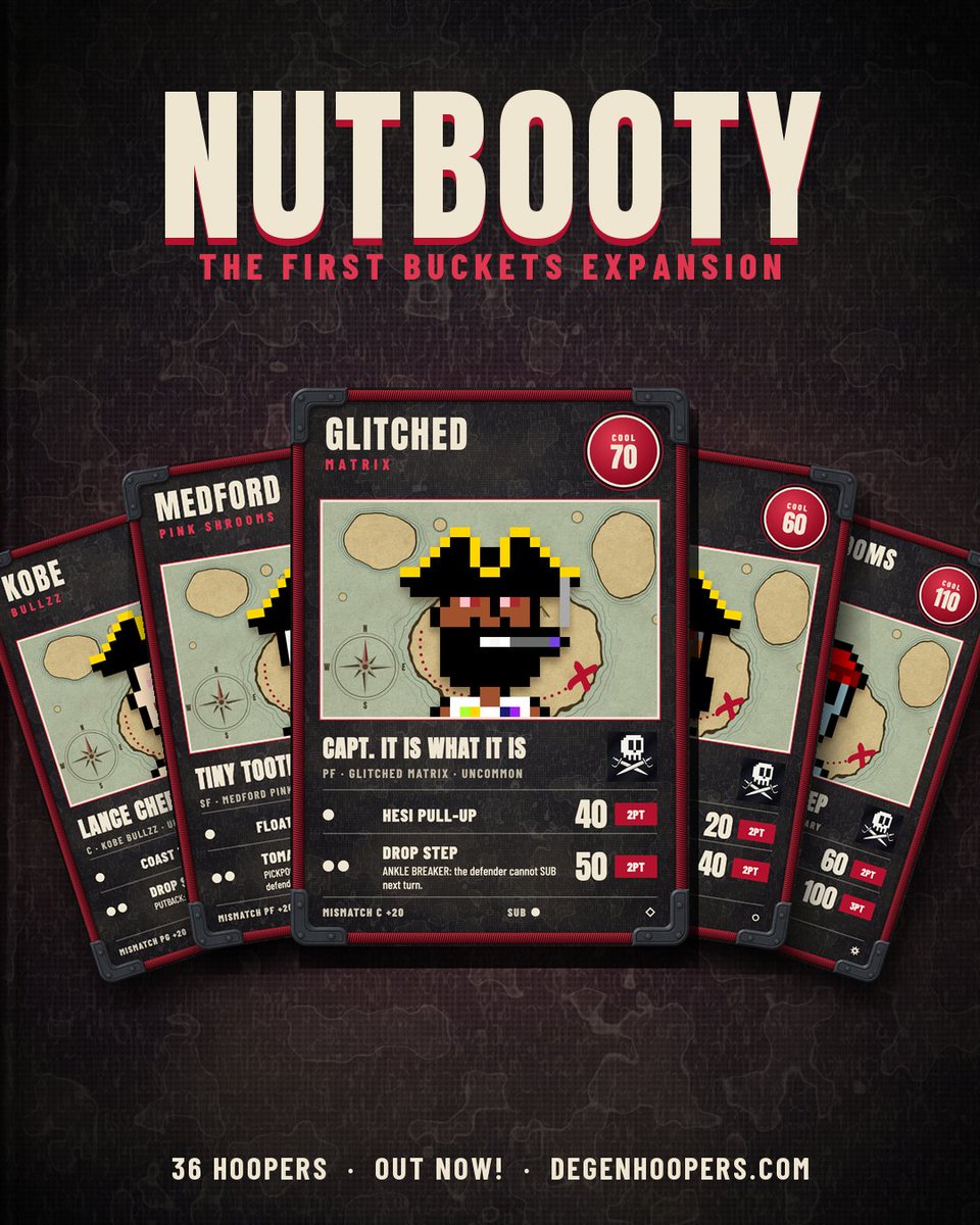 DegenHoopers's tweet photo. Degen Hoopers Buckets NFTs 🪣🌰🏀

"Nutbooty" expansion TCG set is available NOW!
here 👉 https://t.co/xxnuy3pp9W

Play &amp; earn $NUTMEG on the @XPRNetwork $XPR https://t.co/cijxKd5XFu