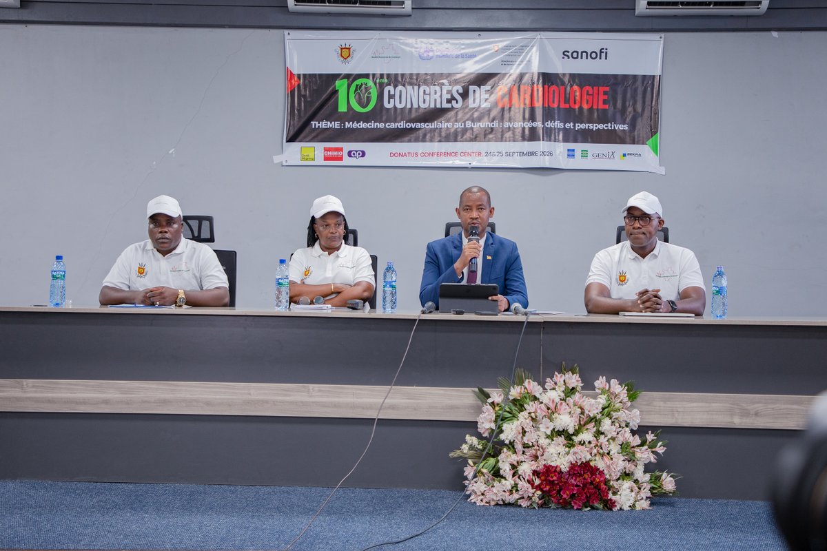 WhoBurundi's tweet photo. À l’occasion de la Journée mondiale du cœur, l’OMS a pris part au 10ᵉ Congrès de la Société Burundaise de Cardiologie, officiellement ouvert par @FideleDr, Ministre de la santé publique, en présence d’un délégué du représentant a.i de l’OMS et des partenaires du secteur. https://t.co/xf8QrE8cCt