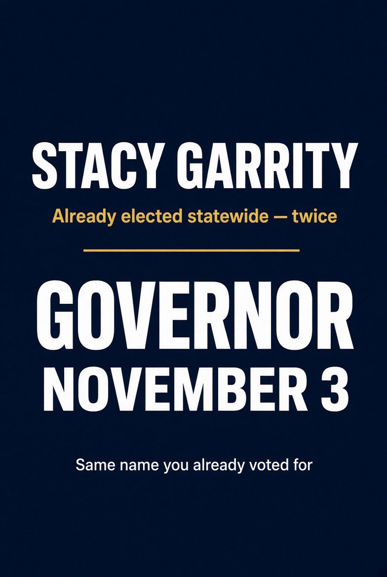 PAKAG2020's tweet photo. We beat Shapiro’s DOH overreach by making people aware it was happening.

Stacy Garrity already won Pennsylvanians’ votes in two statewide elections as treasurer.
Now she’s the Republican on the ballot Nov. 3 against Shapiro.

A lot of our voters still don’t know that.

Tell one person. Let’s do this!