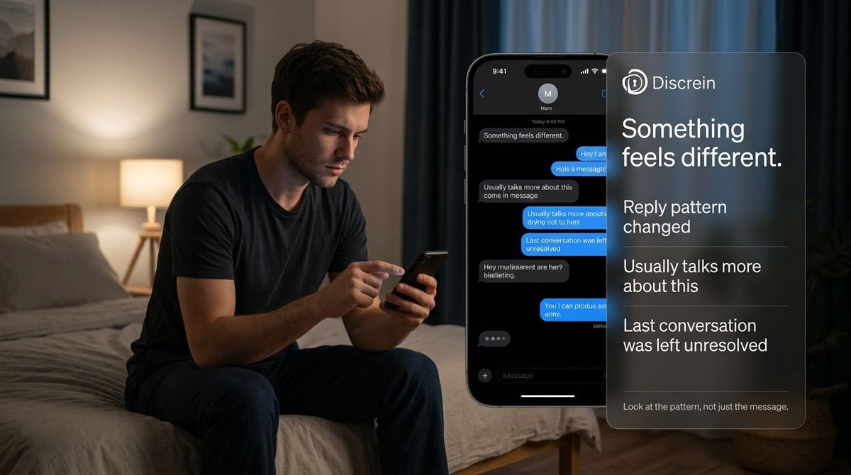 discre_in's tweet photo. Sometimes, the message isn’t the whole story.

It’s the shorter replies.
The change in tone.
The things they suddenly stop talking about.

Discrein helps you look at the context and patterns behind a conversation.

→ https://t.co/AORTYOMr1T

#Discrein #Communication #AI https://t.co/XTrXZzWdPQ