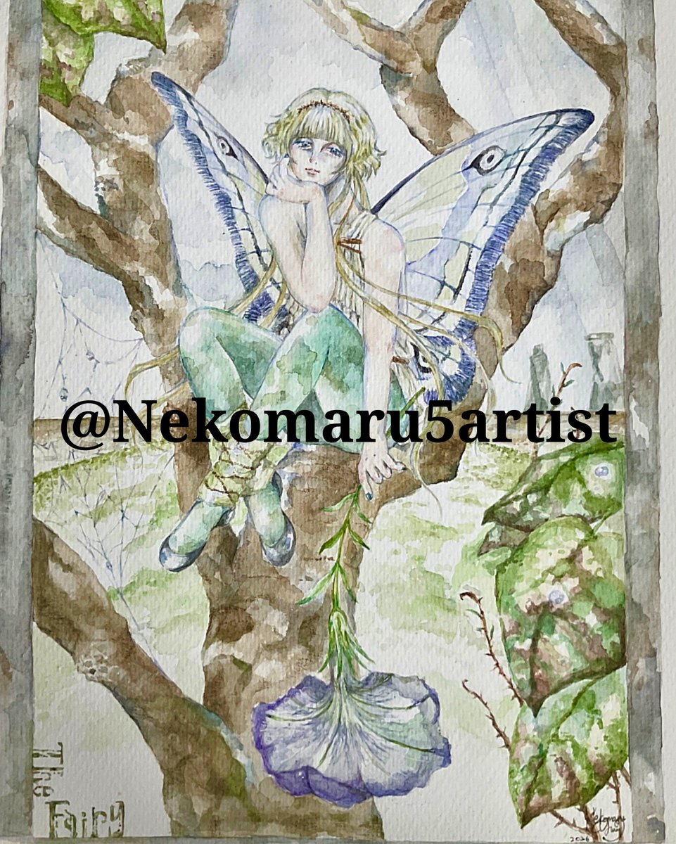 Nekomaru5artist's tweet photo. The Fairy. One of my commission work from 2026! #watercolor #art #commission 🤠🖊️🎨 https://t.co/tYbazhF19I