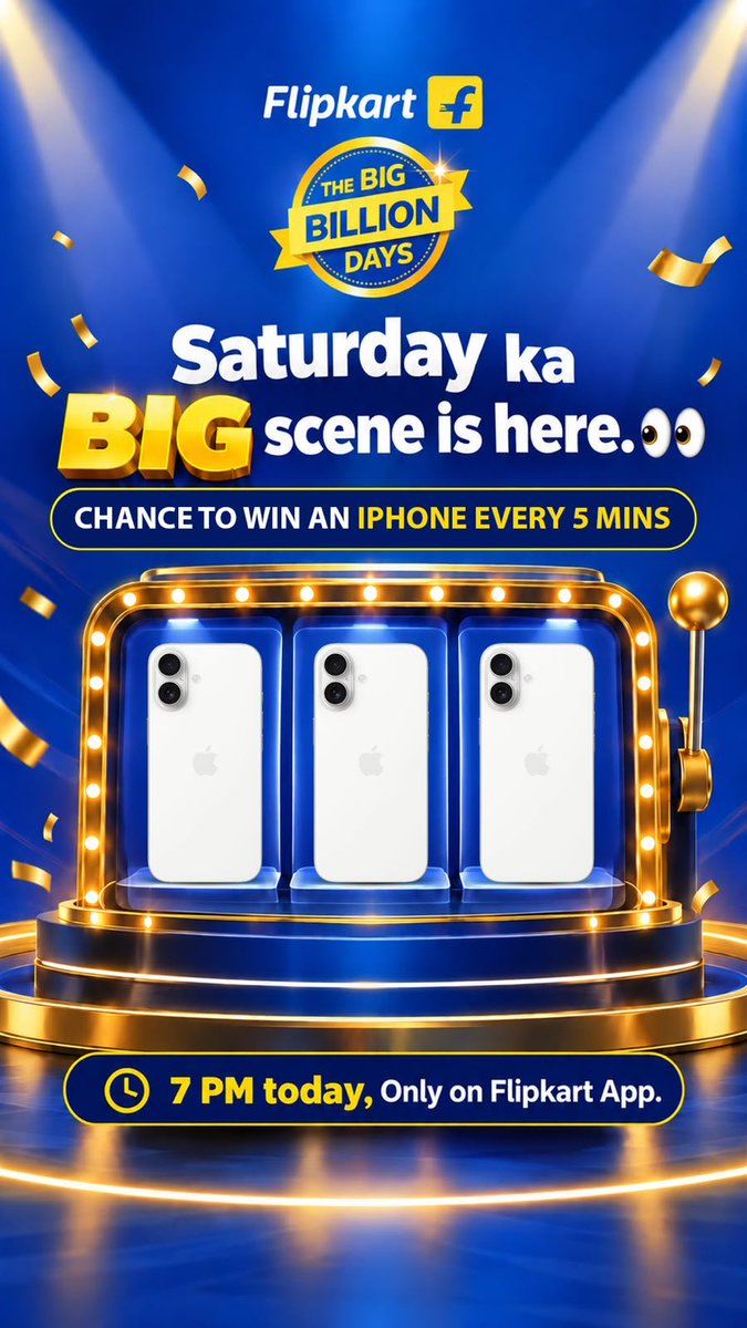 spidey_dipans's tweet photo. 7 PM is the time! 🕖 iPhone Reveal live hone wala hai. Flipkart App open karo, reminder lagao aur countdown ke liye ready raho. #iPhoneBigBillionDaysReveal https://t.co/EvEOhbbqv9