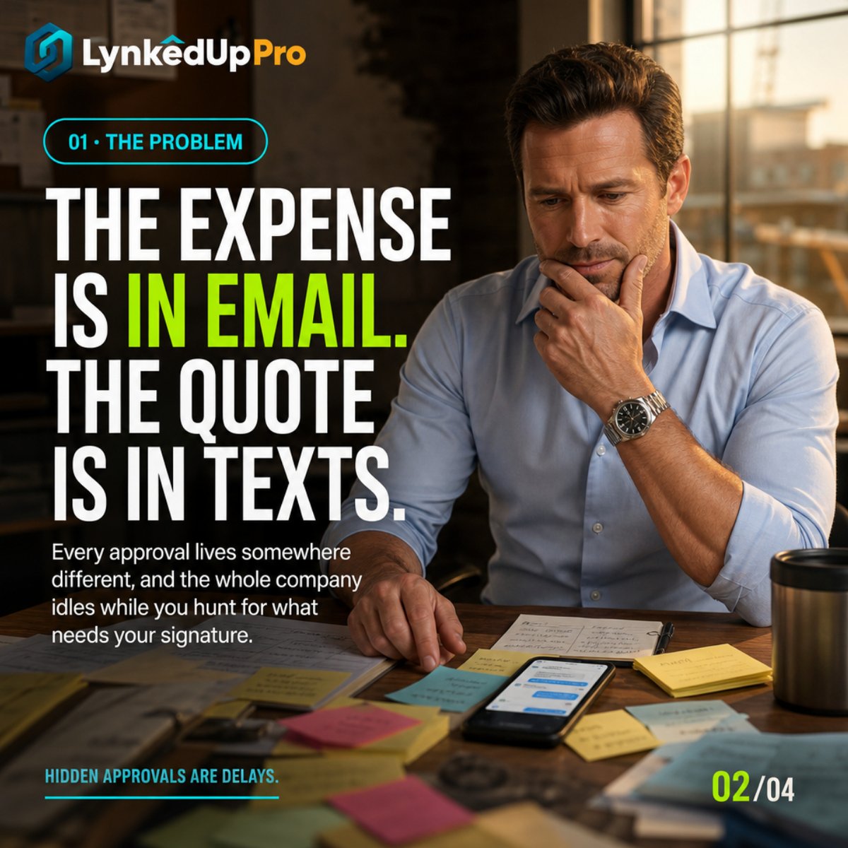 lynkedupSaaS's tweet photo. Every yes you owe, one tab.
Expenses, quotes, change orders, one queue, oldest first, one tap each. Ten minutes and the whole company is unblocked.
Book a Live Demo at https://t.co/lM7DmUyRki
#LynkedUpPro #ContractorCRM
.
.
.
.
Good Saturday Deflate Northwestern Cleveland https://t.co/kgV2yyr07c