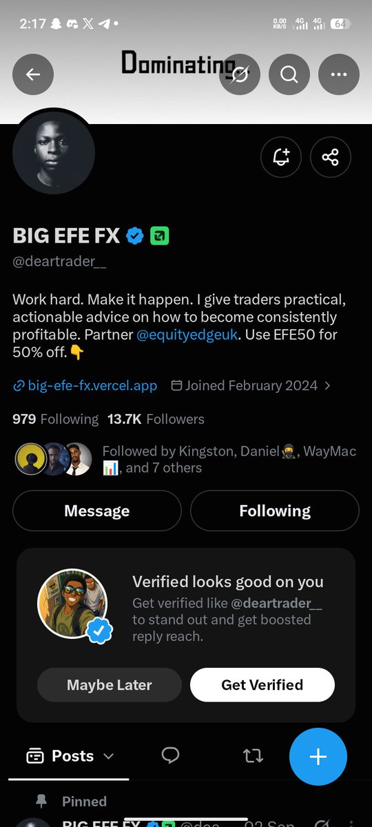 _PRIME_EDGE_'s tweet photo. @Danieltrades @berkayglife @EquityEdgeUK @kingstonpips @deartrader__ followed all https://t.co/rmu2tdY85D