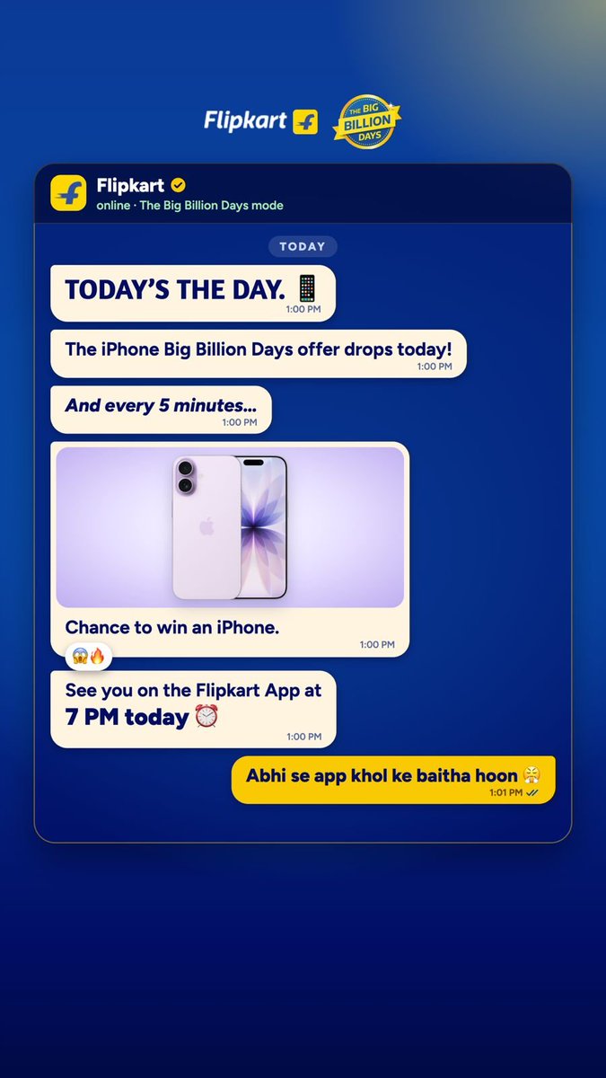 Aryaveer_02's tweet photo. Wishlist ready, shopping plans ready, and now waiting for the reveal. 😄📱 The festive iPhone buzz is definitely growing. #iPhoneBigBillionDaysReveal https://t.co/noBBCCXtvt