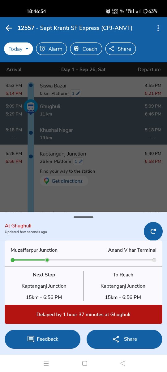 Saddam7859's tweet photo. Please let me know the status of the train; by when will train number 12557 reach Kaptanganj Junction?
@IRCTCofficial https://t.co/vGIIv1txlr