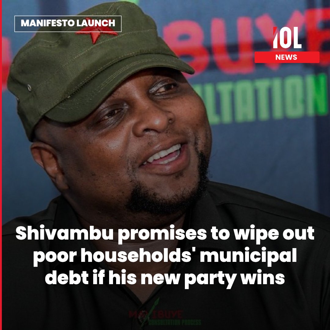 IOL's tweet photo. Former EFF deputy president Floyd Shivambu has promised to cancel the municipal debt of poor and child-headed households if his new party wins in the November 4 local government elections.
Read on https://t.co/6yFbk279vh
#Shivambu #AfrikaMayibuye #Thembisa #Ekurhuleni #LocalElections2026 #IOLNews