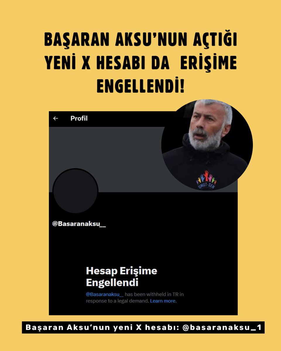sendikaumut_'s tweet photo. Örgütlenme Koordinatörümüz Başaran Aksu’nun açtığı yeni X hesabı da bugün erişime engellendi!

Bir gün önce eski hesabı kapatılmış, ayrıca tutuklandığı gün mahkemede söylediği “Kahrolsun holdingci yargı, hepiniz yargılanacaksınız!” sözü nedeniyle hakkında soruşturma açılmıştı.

Holdinglerin çıkarı için seferber edilen yargı ve iktidar mekanizmalarının yalnız Başaran’ın söylediklerine değil, söylediklerinin işçilere ulaşmasına da tahammülü yok.

İki günde iki hesap kapattınız.

Başaran burada, işçiler burada, kavga burada.

Başaran Aksu’nun yeni X hesabı: @basaranaksu_1

Holdingleri üzmeye devam edeceğiz!