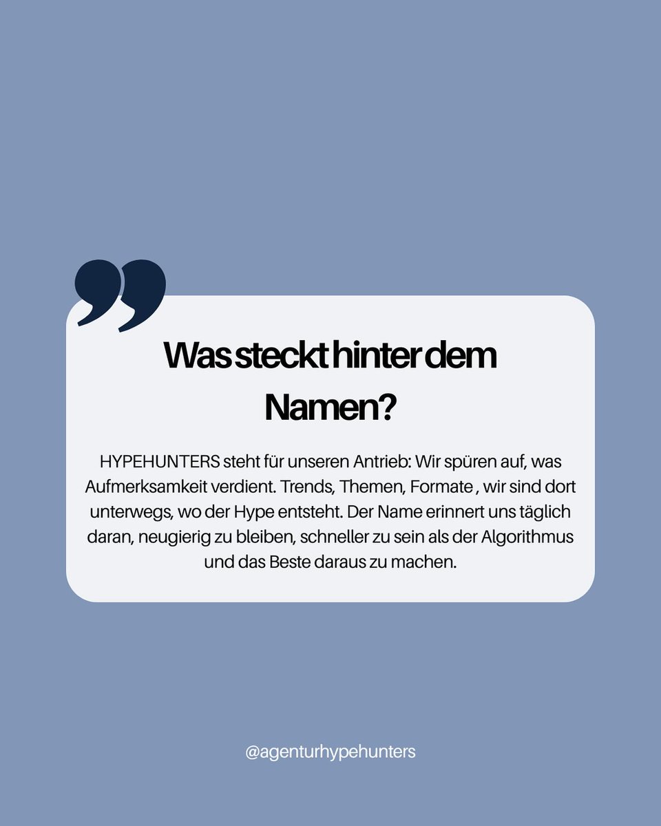 WyattIsiminger's tweet photo. What’s behind our name? HYPEHUNTERS stands for what drives us: spotting trends, making topics visible, and always being where attention is generated. https://t.co/UvEzM2G5Lm