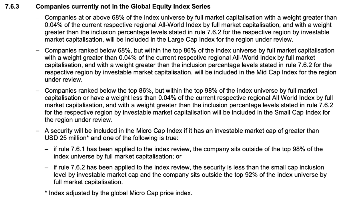 Untuk ketentuan ukuran, diatur dalam poin 7.6.3 untuk Full Market Caps dan 7.6.2 untuk Free Float Ma...