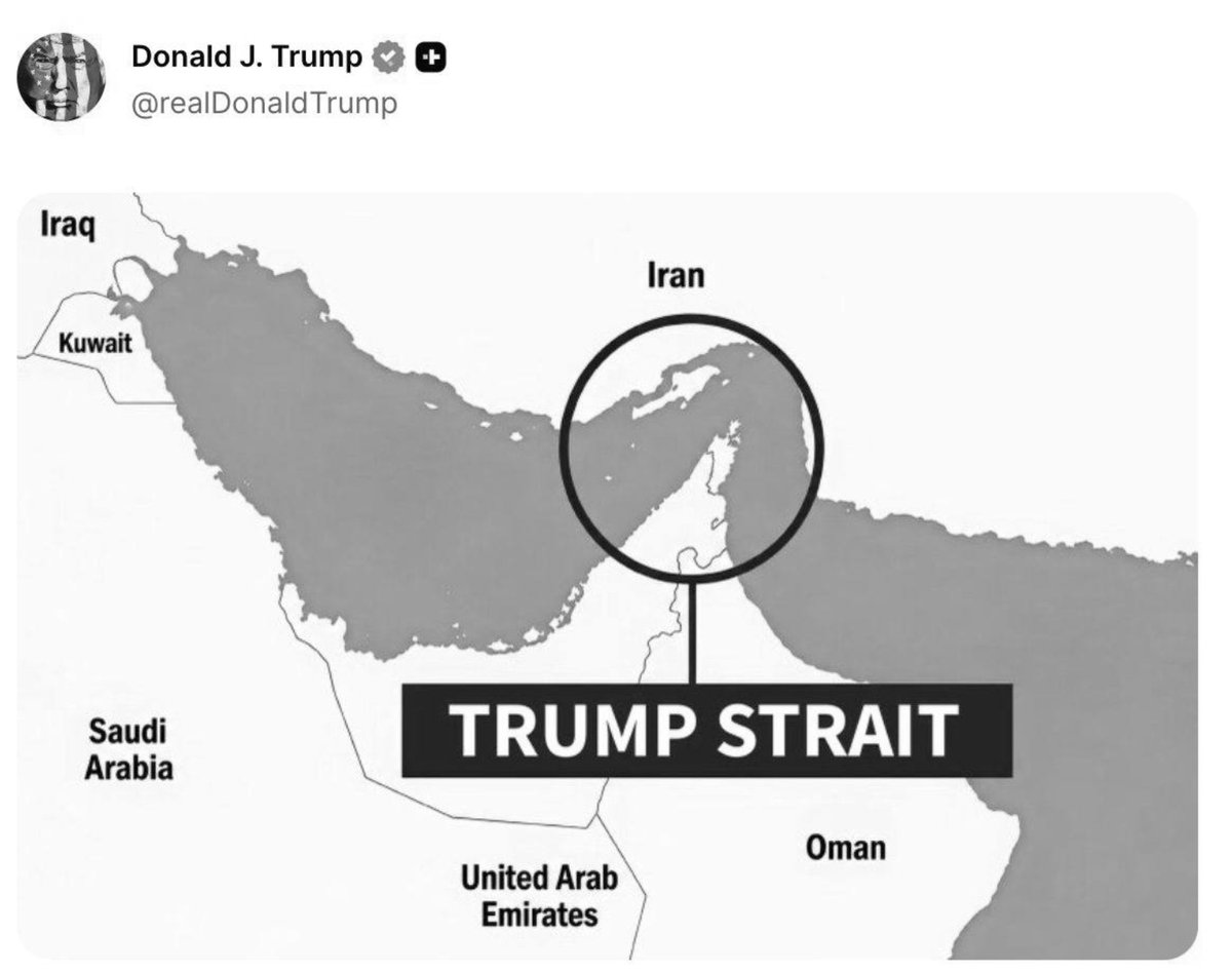 IRAN_GHANA's tweet photo. Trump's trait:
Renaming what he cannot enter. 
The only strait he belongs in is a straitjacket. https://t.co/DcUrwn2dnw