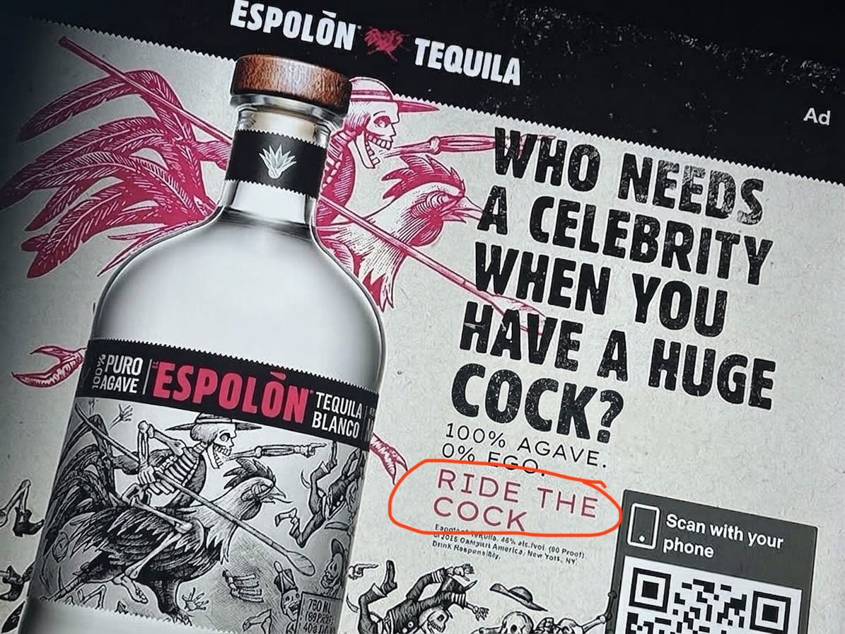 cntkeepAGdmnDwn's tweet photo. No judgement here @EspolonTequila, you do you, babyboo. While I don’t need a celebrity either, that’s one invitation for a ride I shan’t be accepting. I’m sure your product is responsible for many such rides, so I sincerely hope you enjoy the ups and downs of your chosen mount. https://t.co/tMXv4w5ifl