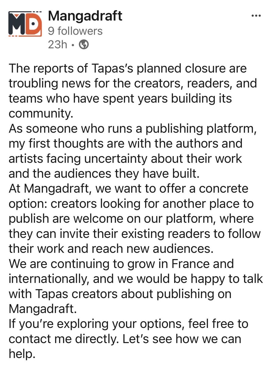 osakuroha's tweet photo. Very impressed by the many platforms that have personally addressed Tapas’ creators, and it feels me with hope. Here’s another one and there’s also Lemoon, both are French but currently expanding it seems like! https://t.co/Yj7NMaTyKy