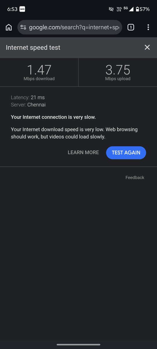 ahilashdc's tweet photo. @airtelindia  5G speed in CMBT metro station.  

@Airtel_Presence https://t.co/aHasiMbBbO