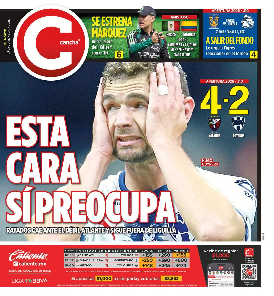 SancadillaNorte's tweet photo. La #portada 🗞️ de CANCHA @elnorte https://t.co/qWF9nIirml