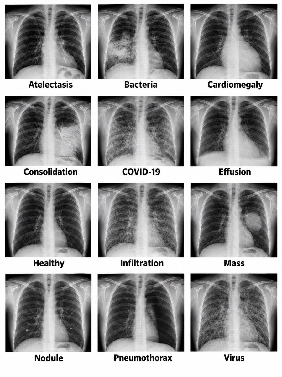 VitalViz's tweet photo. A Visual Guide to Common Chest X-Ray Pathologies and Findings . https://t.co/8fyRdWlZBq
