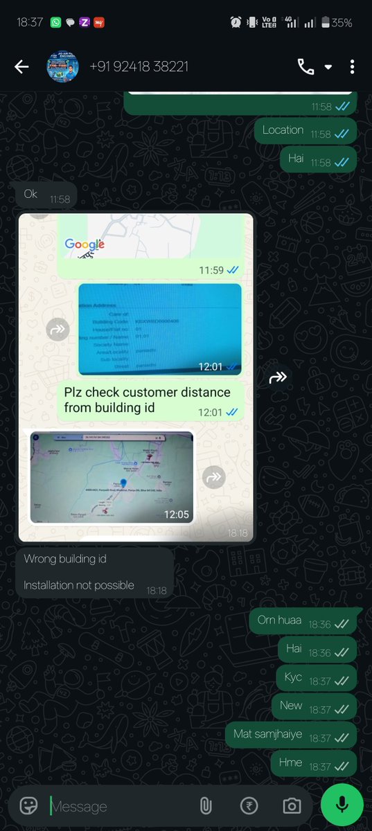 AmanSingj9's tweet photo. @JioCare @reliancejio @TRAI

🚨 SERIOUS COMPLAINT AGAINST JIO – REPEATED INSTALLATION FAILURES & MISLEADING COMMITMENTS

Order Details:

- Order No.: N00001FWZTCQ
- Installation Date: 26 September 2026
- JioFixedVoice No.: +9165318560
- Jio Siwan DRS: 092418 85959
- Jio Agent: 75675 92437
- Contact shown in WhatsApp: +91 92418 38221

Today, Jio scheduled my installation between 6:00 PM and 7:30 PM. However, after making me wait, the installation team informed me that my connection could not be installed because the building ID was incorrect.

I HAVE ALREADY BEEN USING AN EXISTING JIO CONNECTION AT THE SAME PREMISES FOR THE LAST TWO YEARS!

If my building ID is incorrect, how has my existing Jio connection been working at the same location for two years?

Why did Jio accept my new connection booking, process the payment and confirm the installation appointment if the team now claims that installation is not possible?

Despite repeated assurances, Jio has once again wasted my valuable time and failed to provide the promised service.

I DEMAND IMMEDIATE INTERVENTION FROM JIO SENIOR MANAGEMENT, a proper investigation into the building ID issue, and installation of my connection without any further delay.

STOP GIVING FALSE ASSURANCES AND WASTING CUSTOMERS' TIME. I WANT MY CONNECTION INSTALLED, NOT ANOTHER CANCELLATION OR EMPTY PROMISE!

@JioCare @reliancejio @TRAI Please escalate this complaint urgently and hold the concerned team accountable.

#JioHome #JioAirFiber #JioCare #Siwan #CustomerService