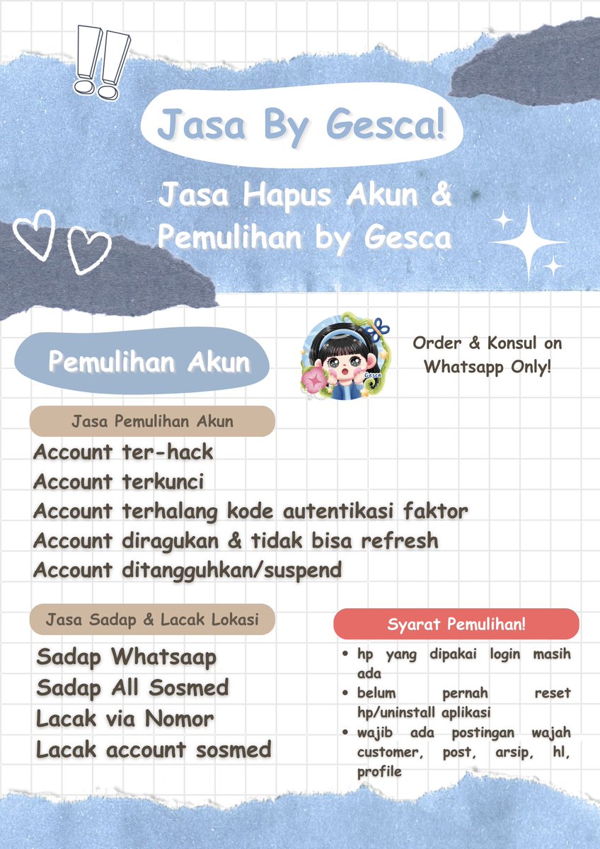 Brenda_demi's tweet photo. 🔗Menyediakan Jasa pemulihan Akun &amp; Jasa Hapus akun, Jasa Lacak, Sadap WhatsApp

🔗Jasa balikin akun  ,Facebook, Tiktok,Linkedlin, Gmail, Line, all sosmed

🔗Hapus akun Facebook, Instagram, Line, Twitter, YouTube, &amp; lain nyaa

Full testi, Fast Prosess, WhatsApp Di Bio ✨ https://t.co/12lYeMZR8p