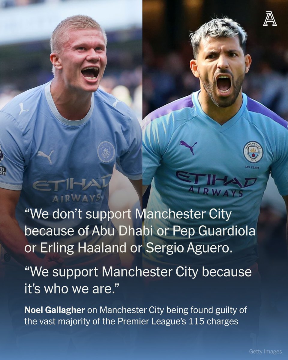 TheAthleticFC's tweet photo. “The club did what they felt they had to do and are adamant they have done nothing wrong and I will take the word of Khaldoon over any clown on YouTube or biased ex-player-turned-pundit. 

“Until he speaks, I stand with the club. Then we’ll see.”

Noel Gallagher says he has already been “shouted at in the street” after the news that Manchester City are to be found guilty of the vast majority of the Premier League’s 115 charges over alleged financial mismanagement.

The Oasis songwriter and guitarist spoke to @SamLee about the situation — and insists City's achievements will not be tarnished in his eyes.

Free to read: https://t.co/uROttLqnUN