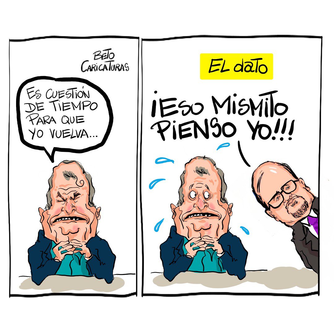 ElDatoEcua's tweet photo. #DatoCaricatura "¡ES CUESTIÓN DE TIEMPO PARA QUE YO VUELVA...!"

👍 Síguenos en… 👉 @ElDatoEcua 👈
🔔 Activa la campanita de notificaciones. 
🎨 Beto Caricatura

#eldato #eldatoec #politica #Ecuador https://t.co/Gne8X5vJbb