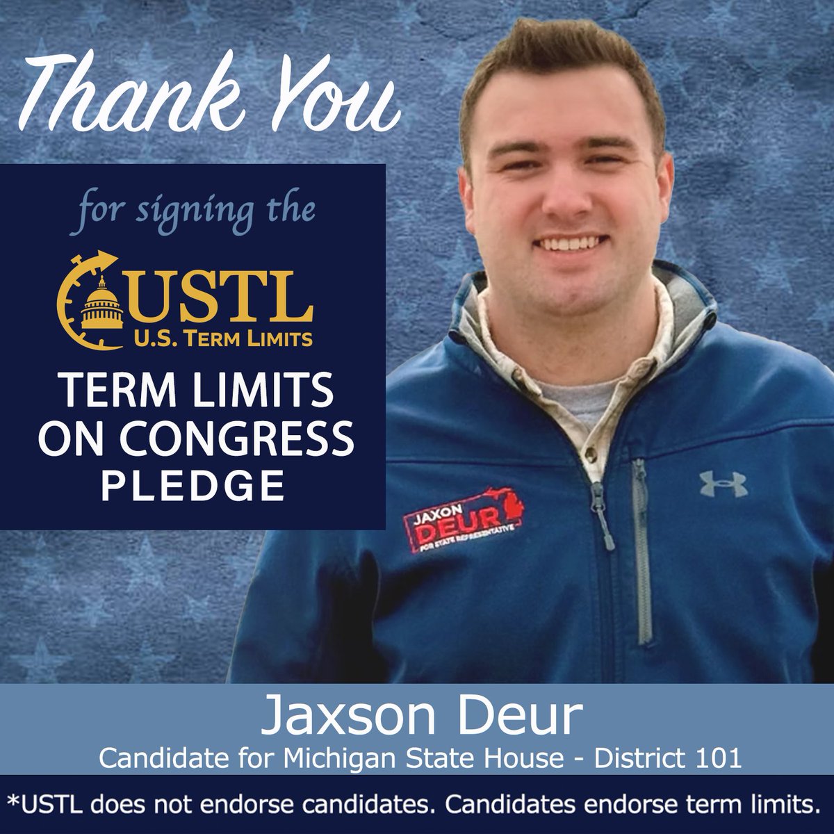 USTermLimits's tweet photo. Big win for accountability! Jaxson Deur just signed the #termlimits on Congress pledge. Let’s keep the pressure on! 👏🔥
https://t.co/JBGrf4c7uW https://t.co/j3kWfNVx6a