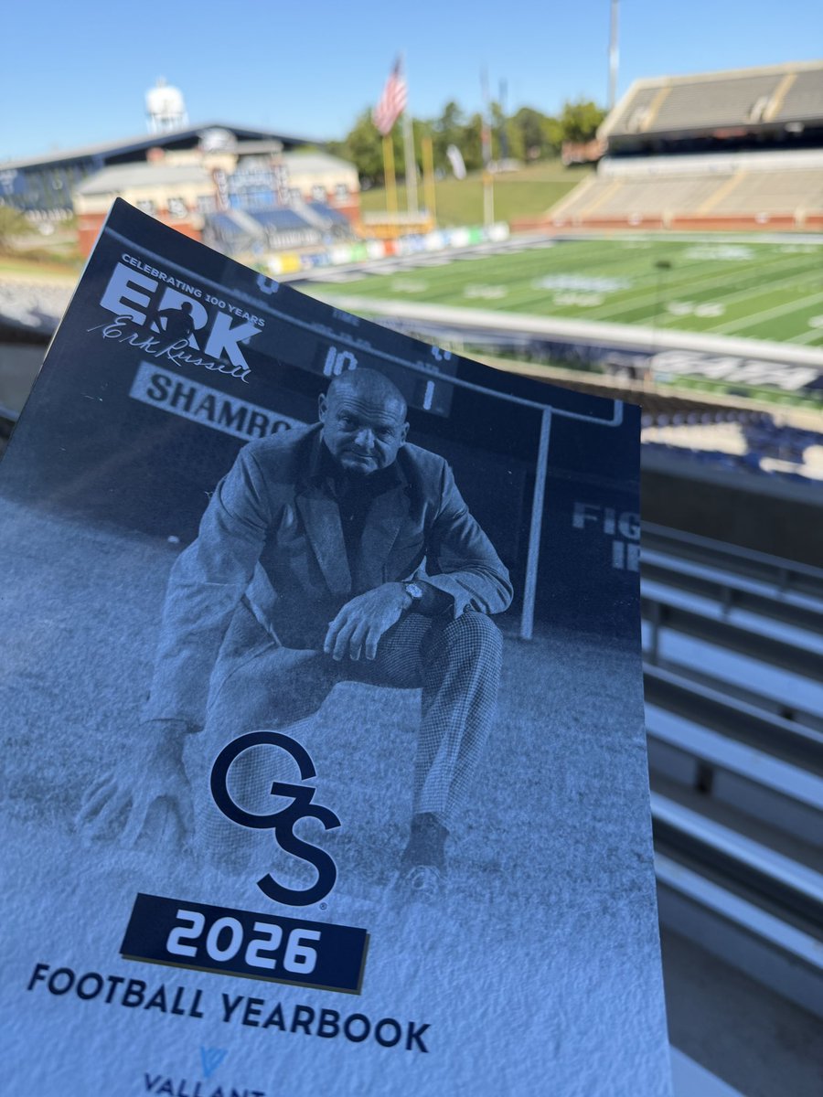 SXCStatesboro's tweet photo. Get up! It’s Gameday! Free 2026 yearbooks at SXC. Come pick one up! #GATA #BeatTheCoogs https://t.co/d1UWhFPOIF