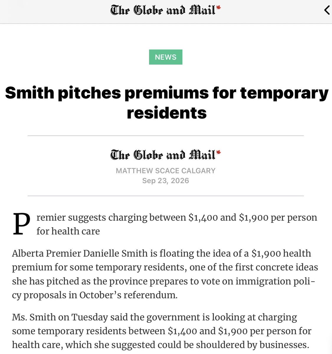 MaximeBernier's tweet photo. “The Premier said a $1,900 health premium would be designed to encourage employers with low-skill labour needs, such as fast-food companies, to hire local youth.”

The problem is the Temporary Foreign Worker Program.
It must be abolished. No more cheap labor for big business. https://t.co/YAYZpnYOuz