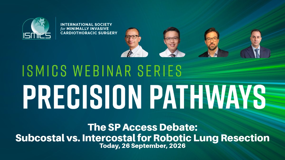 ISMICS's tweet photo. We're live in 30 minutes! 🔴Join the ISMICS Webinar: Precision Pathways, 10 AM EDT. Explore the SP Access Debate for Robotic Lung Resection. Register now! #RoboticSurgery #ThoracicSurgery https://t.co/i0Y5B3qLBO