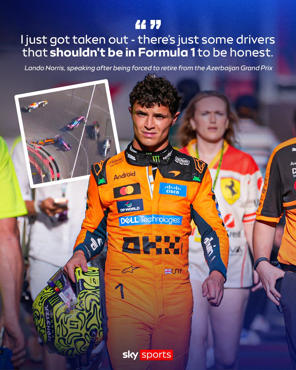 SkySportsF1's tweet photo. Lando Norris was not impressed with some of the driving he saw in Baku today. https://t.co/zfyNQy9u3m