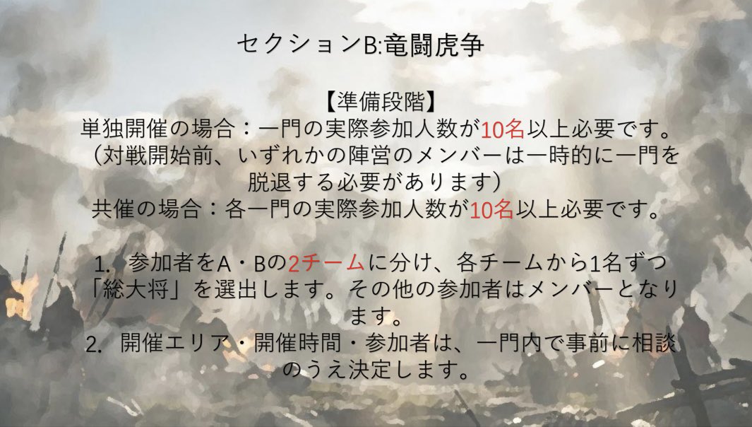 KOH7232014's tweet photo. 【いいね❤️80まで】
→リポストもよろしくです🙏

【戦備末イベント】
神龍・心騎一天合同開催
セクションAB
今期はPKシーズン上杉陣営vs武田陣営として共に戦った相手陣営での開催
終戦後はノーサイド！協力に感謝🤝

#信長の野望真戦
#乱世の争い
#戦備末 https://t.co/46Q6r6x3hN