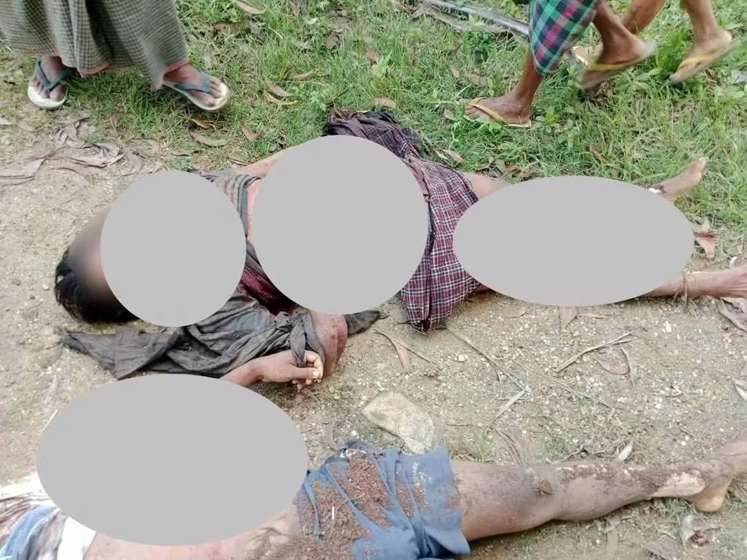 TheChindwin's tweet photo. This is always what happens when the junta regime's soldiers arrest members of the People Defense Force (PDF); the junta soldiers brutally torture and murder PDF comrades by slashing their throats or cutting their legs.

In stark contrast, the People Defense Force (PDF) and various ethnic armed groups uphold principles of humane treatment, ensuring that junta soldiers are cared for as prisoners of war when they are captured or surrender. 

A recent incident, reportedly occurring in Yinmarpin township of Sagaing division on Thursday, underscores this alarming reality, as two members of the local PDF were detained by the junta army and subsequently subjected to brutal torture and murder at the scene.

Photo/Yinmarpin - PDF
