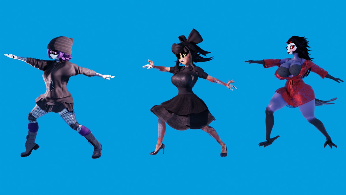 auto537's tweet photo. i added Cyn, now they're three of them x3

model by @BySamzan 
#murderdrones #helluvaboss #cyn #uzidoorman #femstolas https://t.co/PkDWZWsLP5