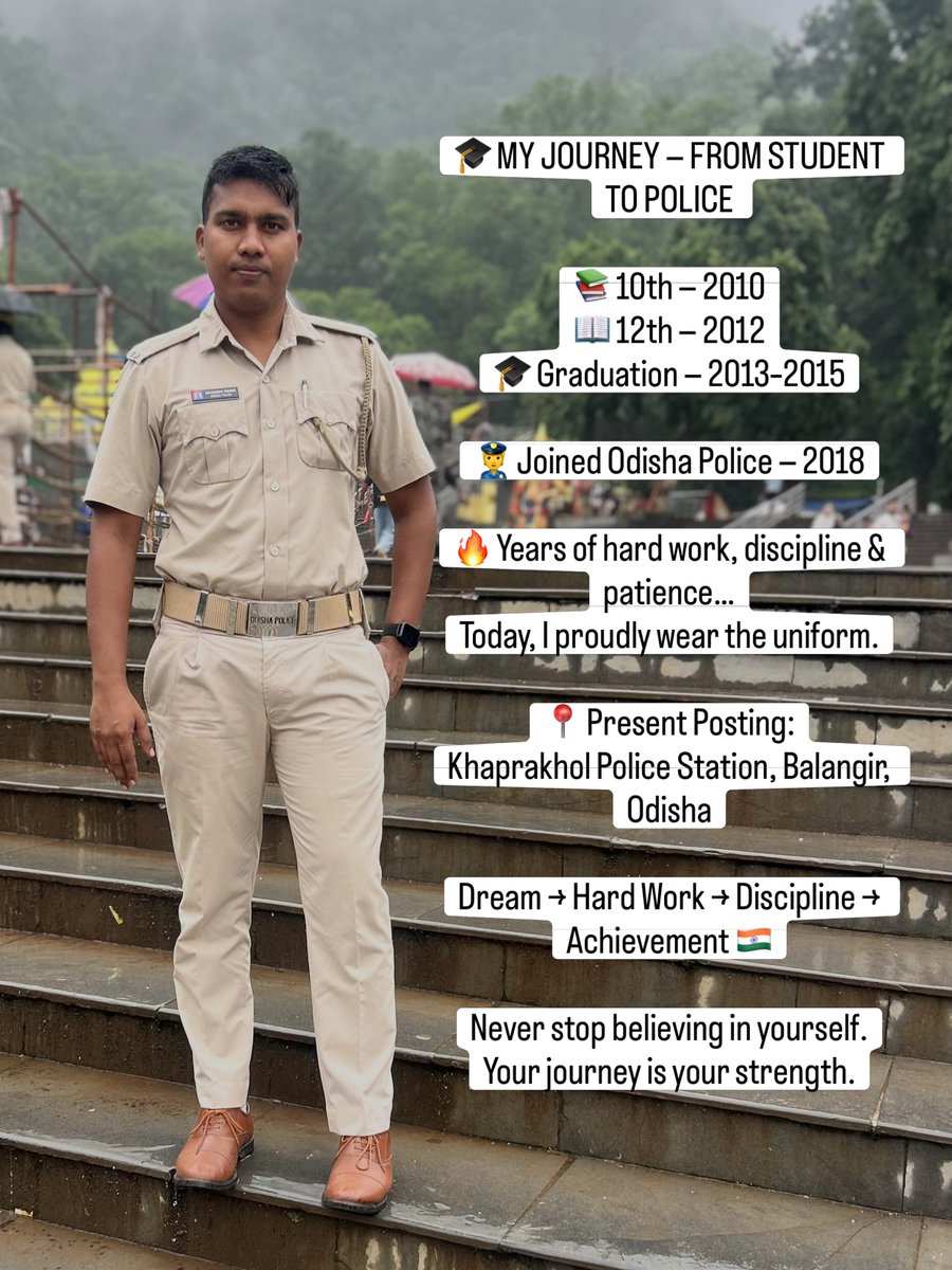 LawandaAntefjz's tweet photo. From student life to wearing the uniform…

I had a dream, but the journey wasn’t easy. Hard work, education, and patience kept me going. 10th grade — 2010 
12th grade — 2012 
Graduation — 2013–2015 
Odisha Police — 2018

A beautiful chapter of https://t.co/6kPVf8jjVQ