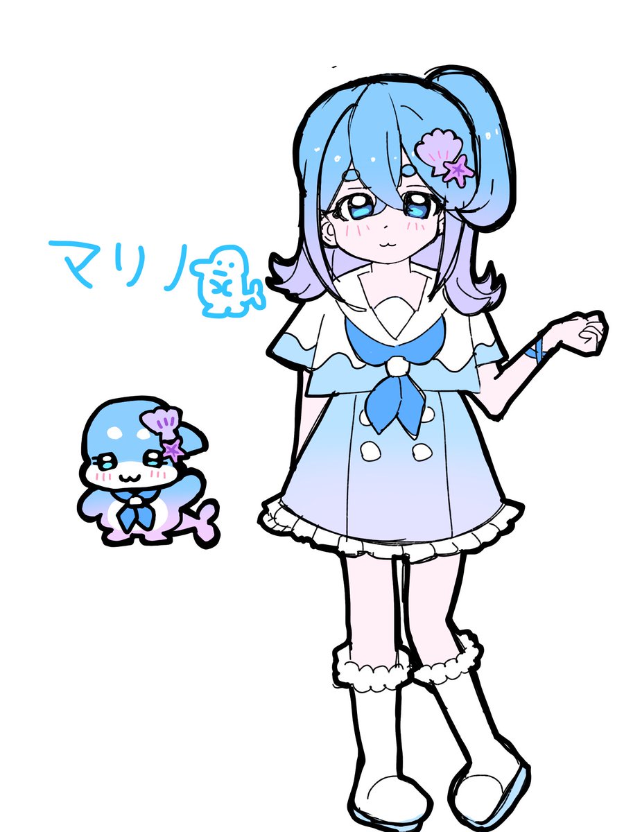 Jiuuuv's tweet photo. マリノのキャラデザできたよ🩵
 #一次創作
 #イラスト https://t.co/taXgTZBkAN