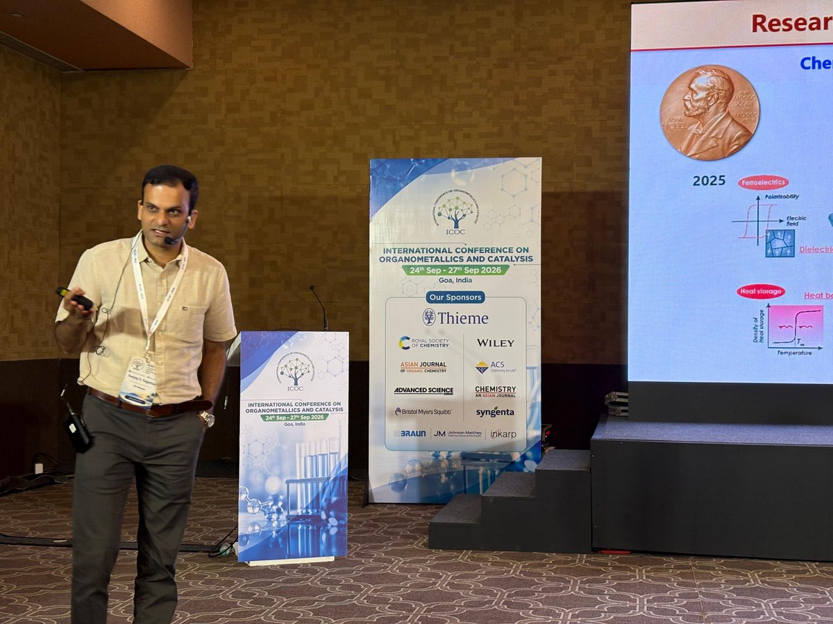 icoc_2026's tweet photo. 🎤✨ Prof. Sanjog Nagarkar of IIT Bombay is captivating the audience with an insightful Invited Lecture at #ICOCIV2026! 
🔬 A session filled with exciting chemistry and stimulating scientific perspectives.  @SanjogNa https://t.co/PSCb9t9Ygy