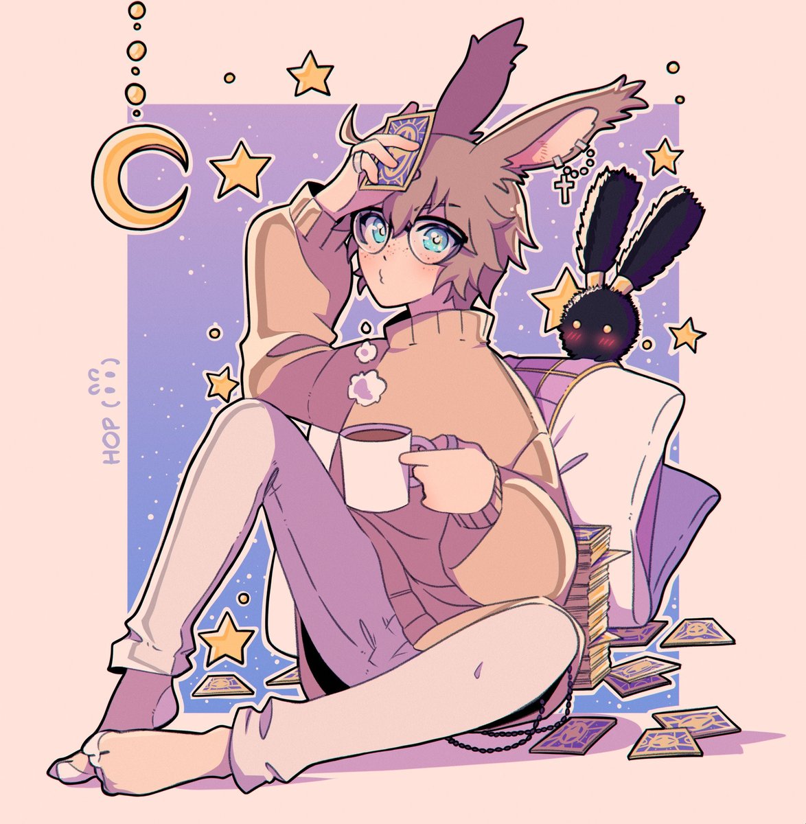NeonHopp's tweet photo. An Astrologian’s chill break ⭐🌙

#FFXIV #FFXIVart https://t.co/I19UTKsK6g