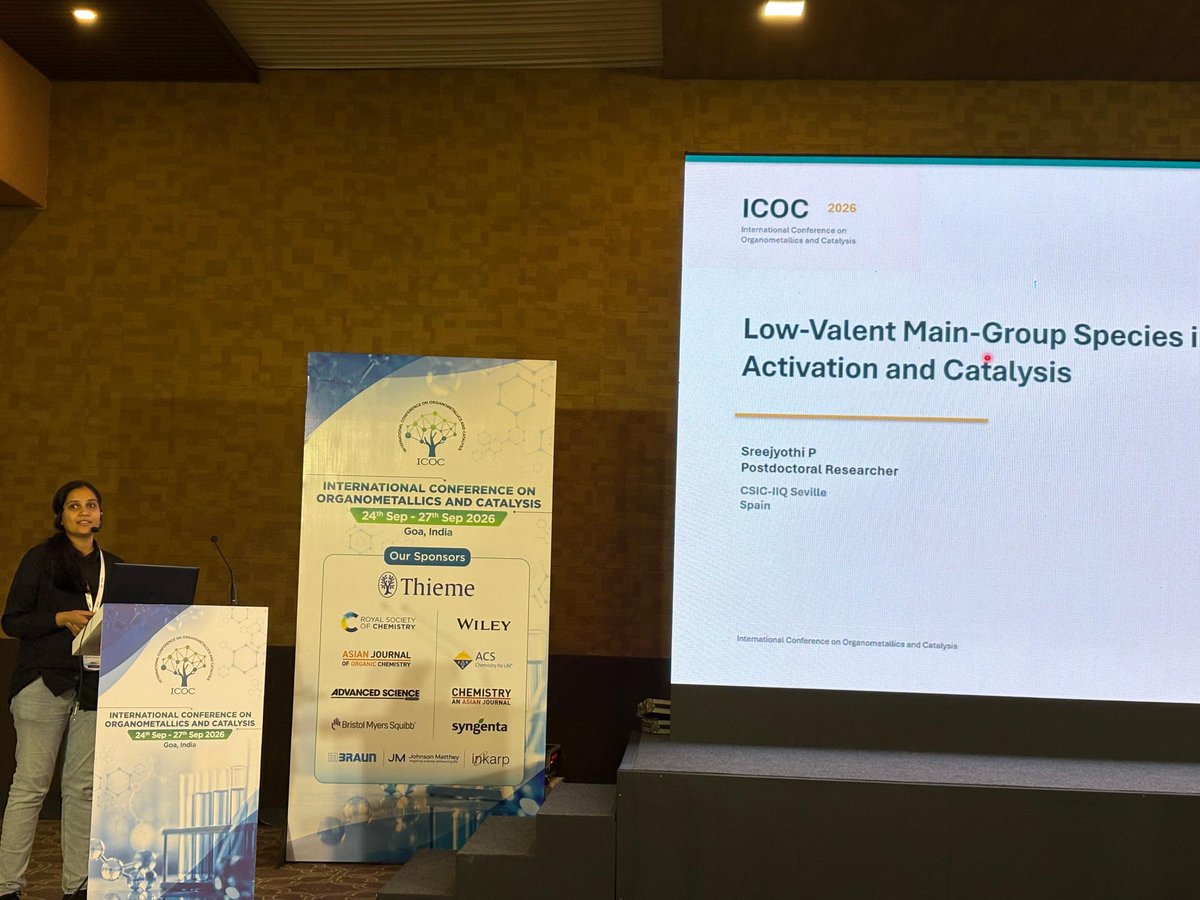 icoc_2026's tweet photo. 🧪 Science, chemistry, and inspiring perspectives come together at #ICOCIV2026! 
🎤 Dr. Shreejyothi Prassannam for delivering a fascinating Short-Invited Lecture, engaging the audience with exciting scientific insights. ✨ https://t.co/XGySJWnw8m