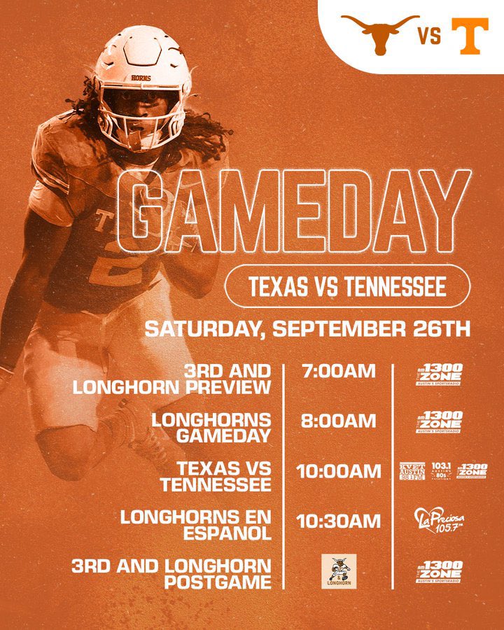 LONGHORNSESP's tweet photo. Buenos días! Es Día de Juego! El inicio del camino en el SEC! #HookEm https://t.co/x0WslNAJBy