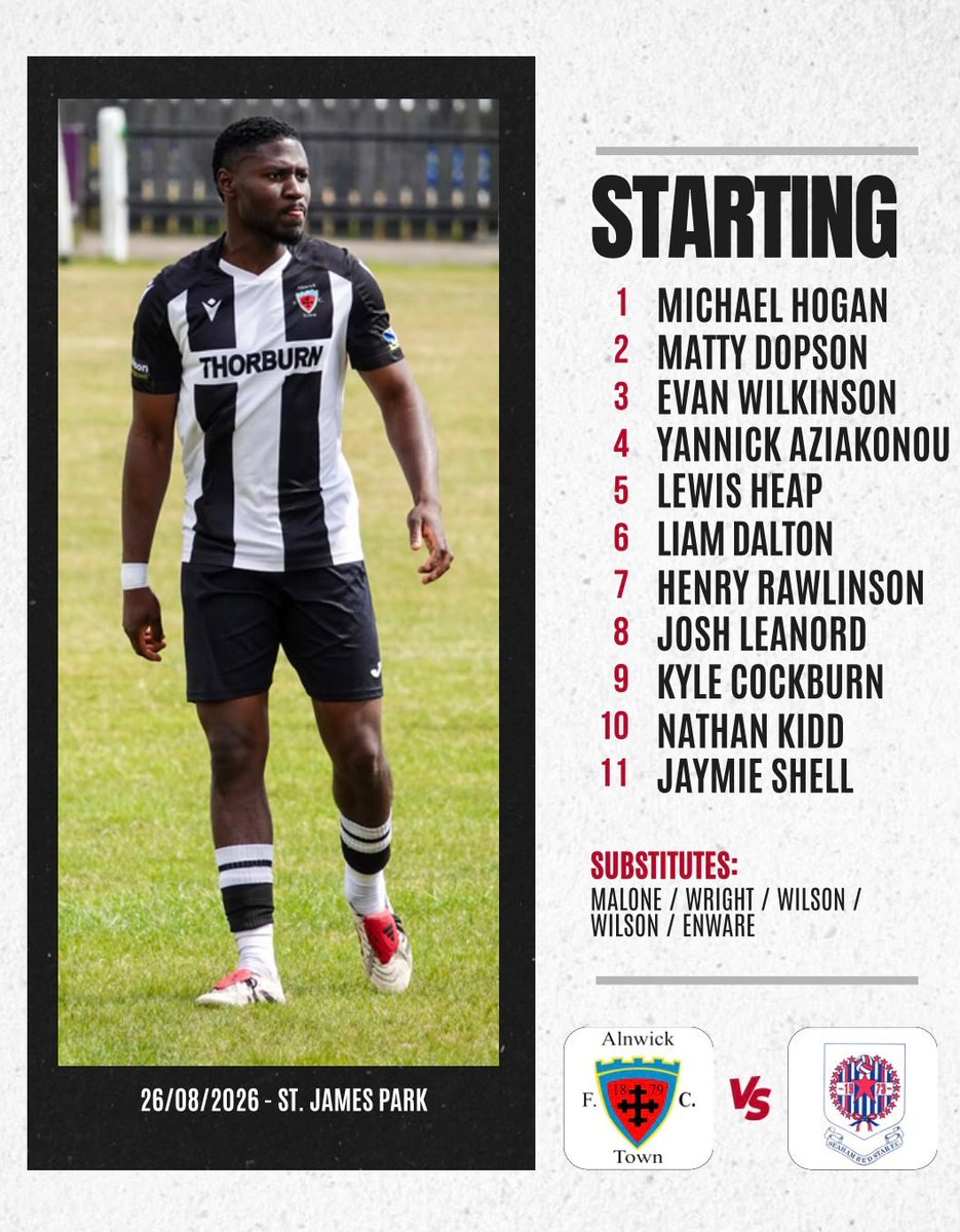 AlnwickTownAFC's tweet photo. Today's starting XI 👇 https://t.co/KFGqbMFfxa