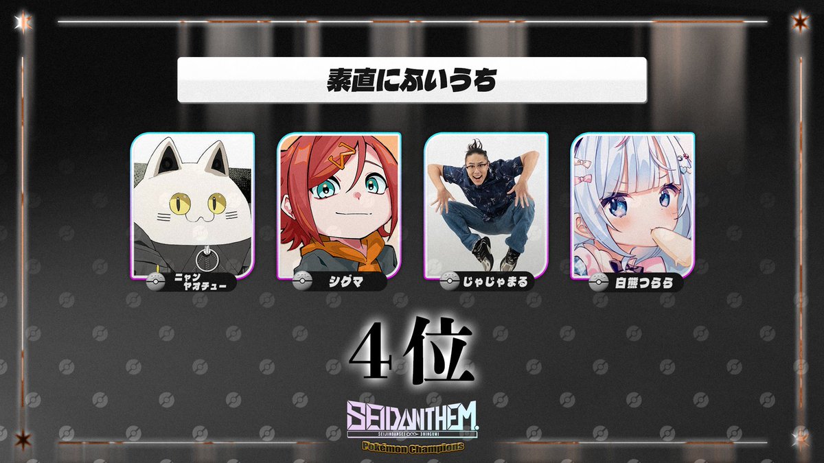 SeijinDansei3's tweet photo. #SEIDANTHEM PokémonChampions

第4位『素直にふいうち』

https://t.co/hXuP0jTMqc https://t.co/YF599SGSag
