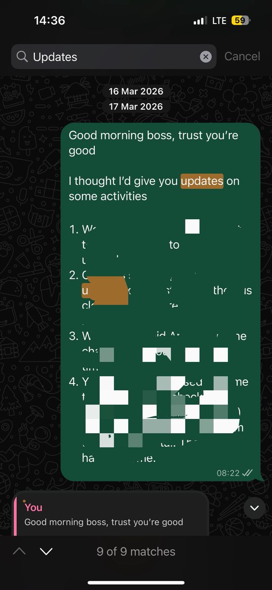 TEMIDOLA3's tweet photo. Can’t be overemphasized 
If you want to get your line manager off your back, over-communicate.
Na dem go dey run away from you at a point https://t.co/IEm7SWfNsm