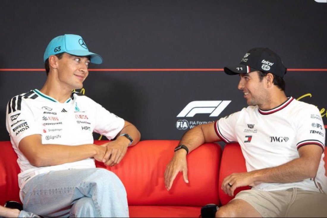 daltonysm's tweet photo. las dos veces que checo y george coincidieron en día de medios, george ganó la carrera. 👀

el poder del chessell. https://t.co/yIgmrSu0ea