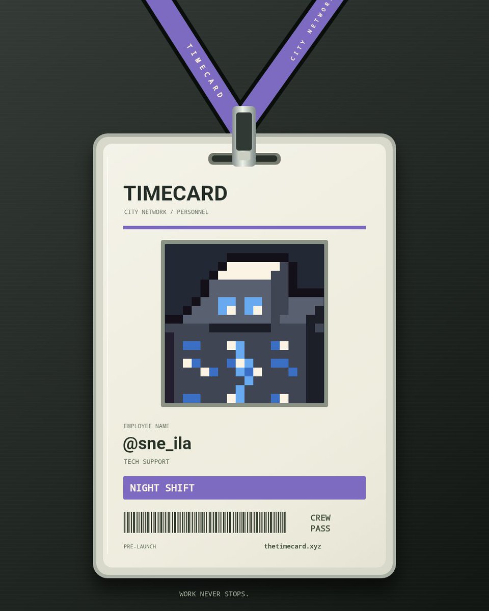 sne_ila's tweet photo. I’m hired. First shift starts now.
NIGHT SHIFT crew, clock in. @thetimecard

Get your badge. Join the crew. https://t.co/nMIh0oX2RX https://t.co/HRMb42HuGx