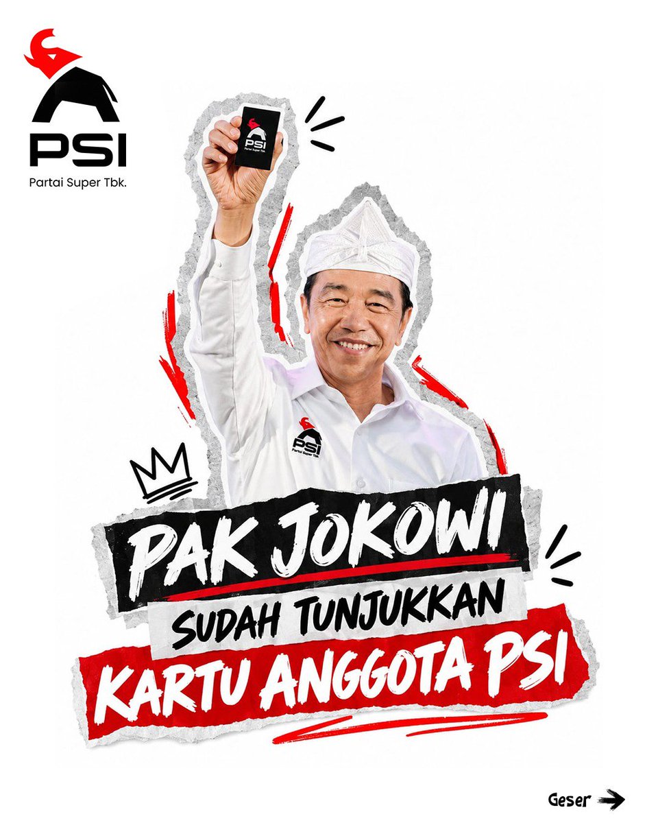 psi_id's tweet photo. Pak Jokowi aja udah pamer KTA PSI, masa kamu enggak? 😉🤗

Buat yang sudah punya, yuk, tunjukkan aksi kamu. Upload foto gaya bebas sambil pegang KTA PSI, lalu tag akun DPP PSI di medsosmu. https://t.co/rehXcMIWcX