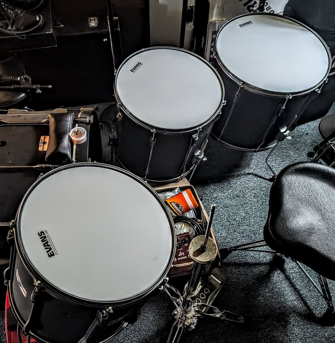 RuthaCreecie's tweet photo. Fresh Evans G2 skins for the Magic Room Norwood show on 4/25: Social Destruction first, then my debut drumming with BLACK HOSS. Get your tickets! https://t.co/98GT5PFvve