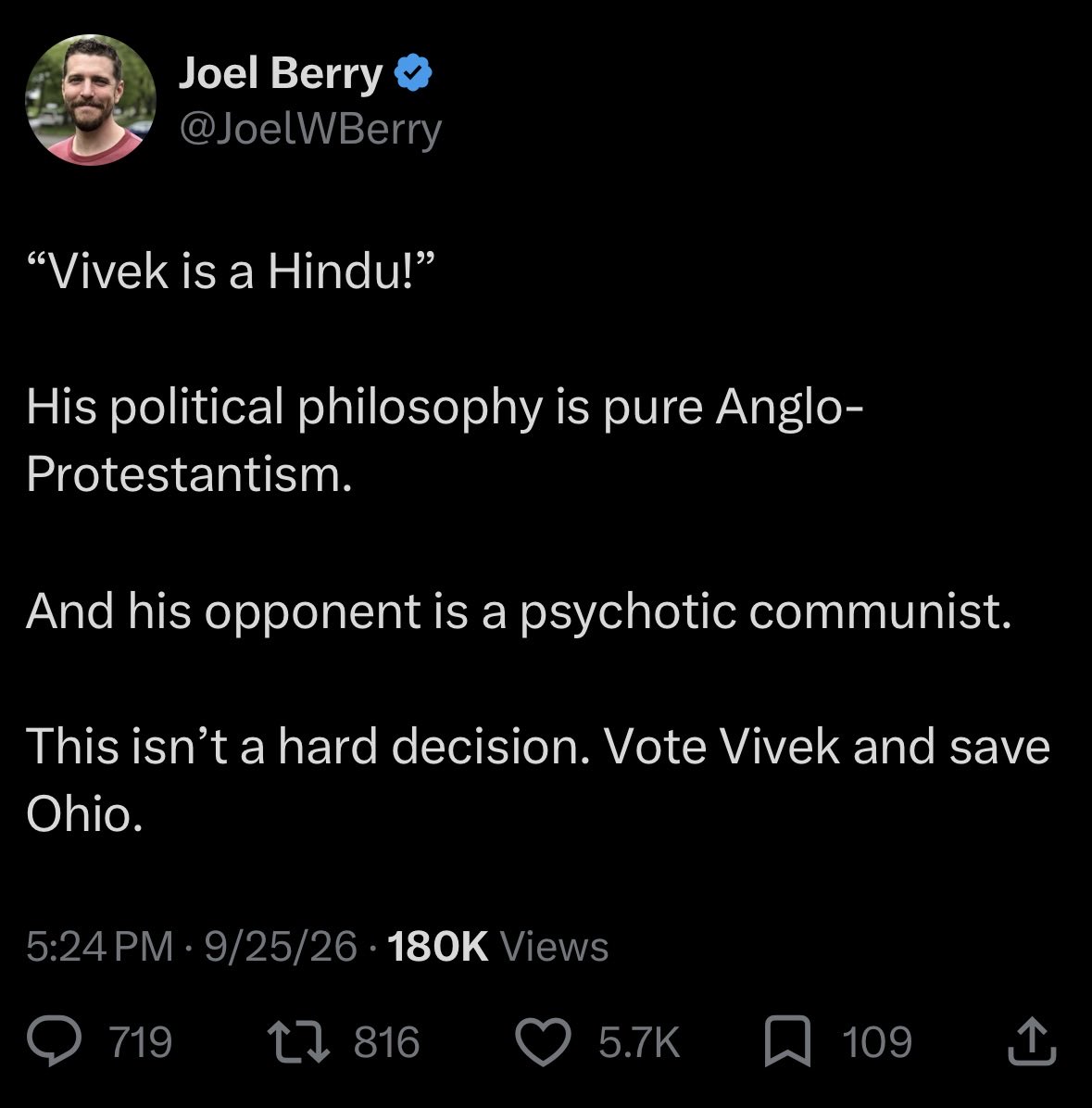 JoelWBerry's tweet photo. The race-worshipping Right is losing their mind over this 100% correct post they can’t refute that was perfectly engineered to rage-bait them. People should know my formula at this point https://t.co/wVKI6mPWZ8