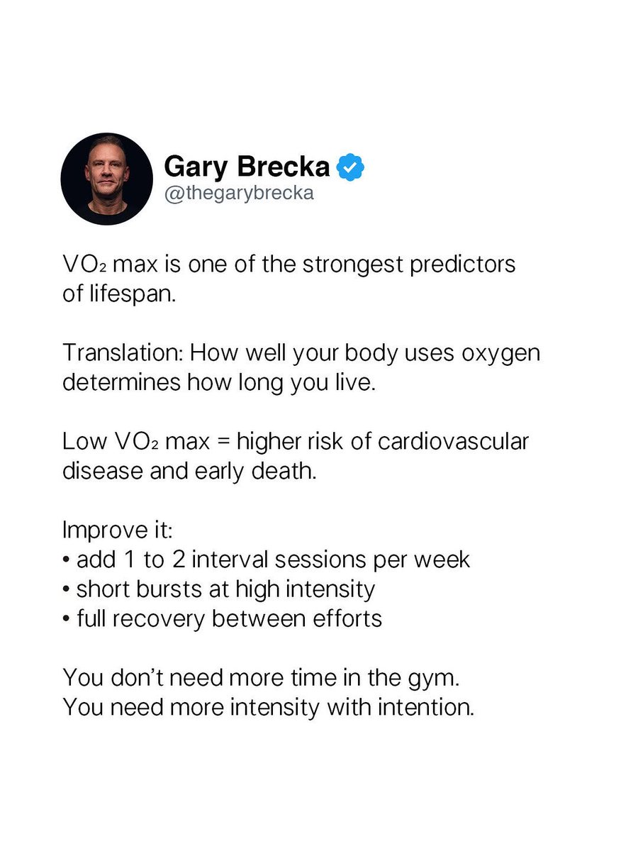 edgarfonsecaj's tweet photo. Most are training, but they're neglecting to improve what is vital for survival.

There's a definite difference.

A strong determinant of a long life isn't how much weight you move or how much time you spend in the gym. It's how well your body uses o... https://t.co/bnOVfCWvJQ