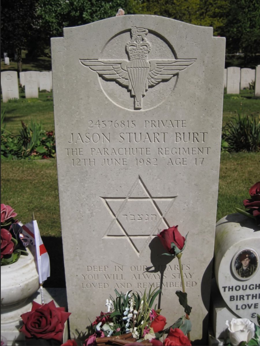Cairnlodge1's tweet photo. “He was only 17 — but on #MountLongdon, #Private #JasonBurt went into battle with the #ParachuteRegiment 🦅🇬🇧 when many boys his age were still at school.” 🪖

Jason Stuart Burt was born on 28th July 1964 & grew up in #Walthamstow, London 🏴󠁧󠁢󠁥󠁮󠁧󠁿. After leaving school at just 16, he joined the #BritishArmy and became a member of B Company, #3rdBattalion, The Parachute Regiment (#3PARA). He had completed his training less than four months before the #FalklandsWar 🇫🇰 began.

For a teenager who had only recently completed his training, the journey to the #SouthAtlantic was an extraordinary one. 3 PARA sailed for the #Falklands aboard #SSCanberra on 8th April 1982. Jason was one of several 17-year-old soldiers in the battalion. He was also one of the British #Jewish ✡️ soldiers who served during the campaign.

The harsh conditions tested the young paratroopers long before they reached Mount Longdon. During the gruelling marches across the Falklands, Jason developed trench foot. Yet according to the #Airborne Assault Museum's account, he concealed the condition from the battalion medical officer on the eve of the battle and took his place on the start line.

Then came the night of 11–12 June.

The Battle of Mount Longdon would become one of the fiercest actions of the Falklands campaign. British paratroopers 🦅 faced heavily defended #Argentine 🇦🇷  positions on the ridge west of #PortStanley, fighting through darkness, difficult terrain, &  intense enemy fire.

During the advance, Jason's platoon corporal, #BrianMilne, stepped on a mine. The planned silent approach had been shattered. Under fire, Jason was among the first to reach Milne and administer first aid.

Later, Jason became involved in the desperate fighting around an Argentine machine-gun position. He was with #Sergeant #IanMcKay's group during an attempt to attack the position. McKay would later be awarded the #VictoriaCross #posthumously for his actions that night. Importantly, the detailed account preserved by the Airborne Assault Museum records that Jason survived that initial assault without being wounded.

The battle continued.

In a subsequent attack involving men from 4 and 5 Platoons, Jason answered Sergeant Des Fuller's order for the group to charge. During the assault, he stumbled, regained his footing, and continued forward. He was then struck by a .50-calibre machine-gun round. At the same time, his friends #NeilGrose and #IanScrivens were also hit.

#JasonBurt was killed in the early hours of 12th June 1982, aged just 17. He was only weeks away from his eighteenth birthday. The battle cost 3 PARA #17men, and Jason was among the youngest.

His story is particularly poignant because of how young he was. He had joined the Army straight from school, trained as a paratrooper, and crossed the world to fight for Britain. There was no long military career behind him, no decades of service to recount — only a remarkably short journey from schoolboy to airborne soldier.

Jason was later buried at #Aldershot #MilitaryCemetery in Hampshire, alongside comrades from the conflict. He was awarded the #SouthAtlantic #Medal with Rosette for his service in the Falklands.🎖️

Today, remembering Jason means remembering not only the soldier he became, but the seventeen-year-old boy who never had the chance to discover the man he might have grown into.

🇬🇧 Forever Remembered — Private Jason Stuart Burt, 3rd Battalion, The Parachute Regiment. Killed in action at Mount Longdon, Falkland Islands, on 12 June 1982, aged just 17. A young paratrooper who crossed the Atlantic to serve his country and never came home. His name remains among those who gave everything in the Falklands. 🕊️

📸 Photographs: Private Jason Burt in his 3 PARA uniform, photographs of the Parachute Regiment during the Falklands campaign, and memorial images connected with Jason and his fallen comrades at Mount Longdon and Aldershot Military Cemetery.

 #BritishArmy #ukmilitary #Warrior  #LestWeForget  #UltimateSacrifice